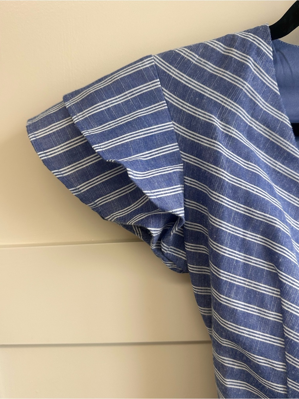 Harper Blue and White Striped Wrap Dress - Picture 3 of 4